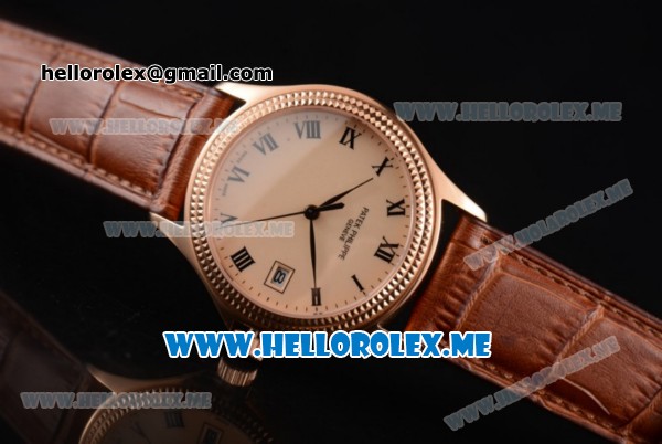 Patek Philippe Calatrava Miyota 9015 Automatic Rose Gold Case with Rose Gold Dial Brown Leather Strap and Rose Gold Bezel - Click Image to Close